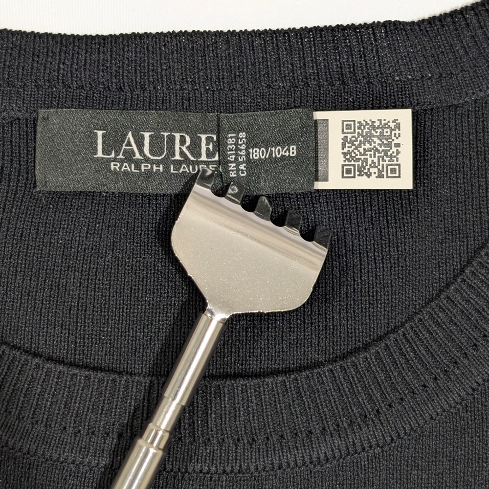 Lauren Ralph Lauren Women's Black White Striped Crewneck Sweater 2X - Picture 8 of 8